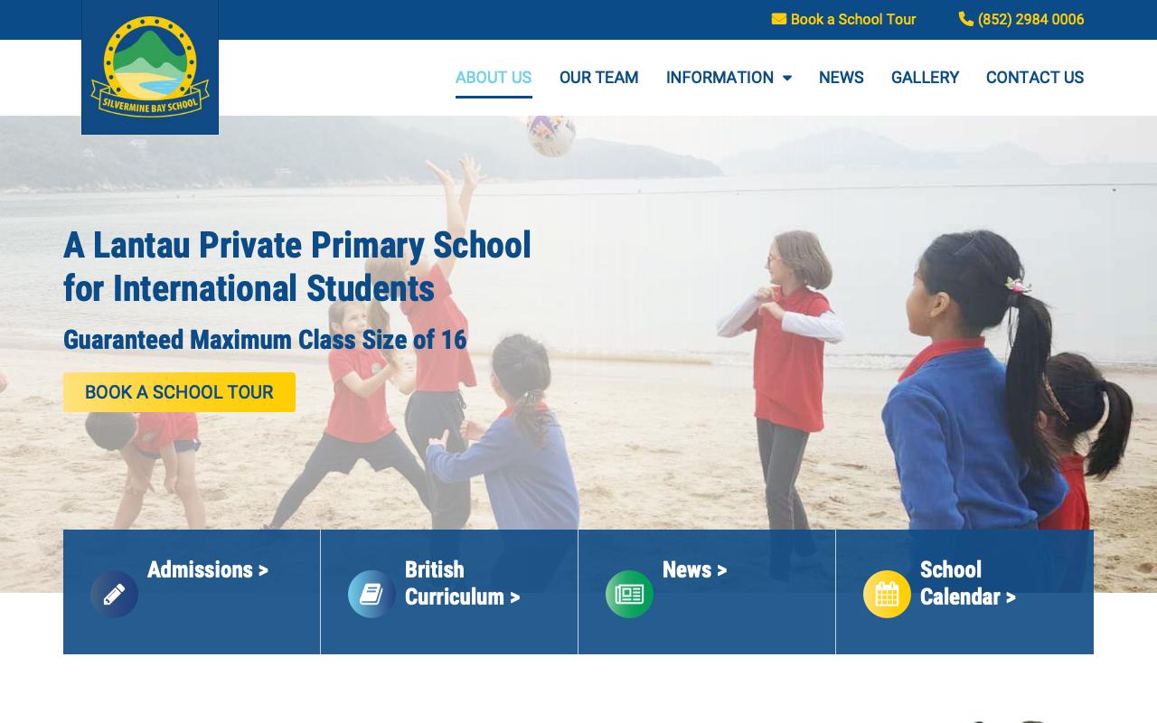 Screenshot of the Home Page of SILVERMINE BAY SCHOOL